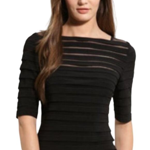 NWT Adrianna Papell Illusion Bodice Pleated Partial Tuck Jersey Sheath Dress 4 - Picture 4 of 16